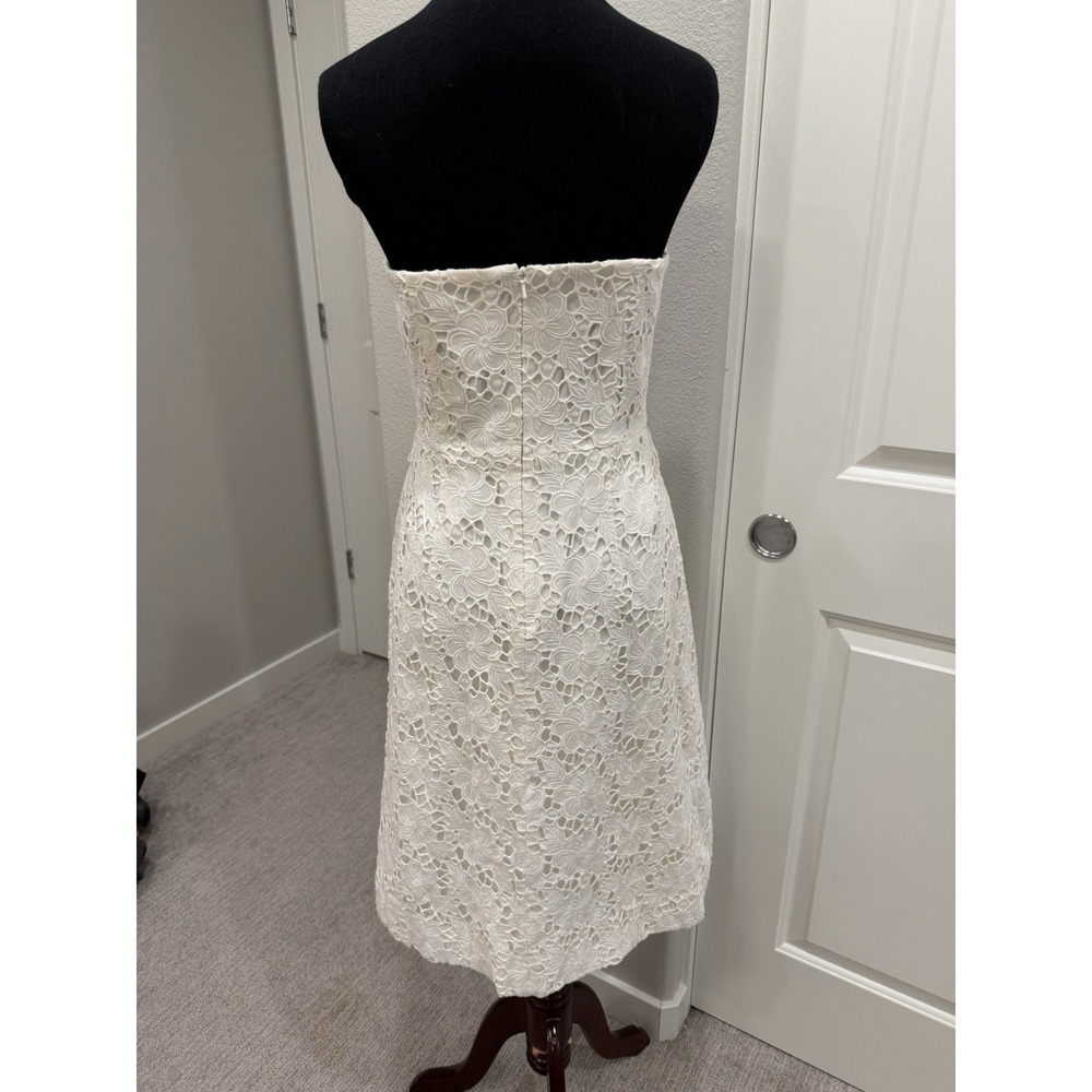 Lilly Pulitzer White Eyelet Strapless Cotton Dress Fit & Flare 6 Resort Wedding - Picture 3 of 6
